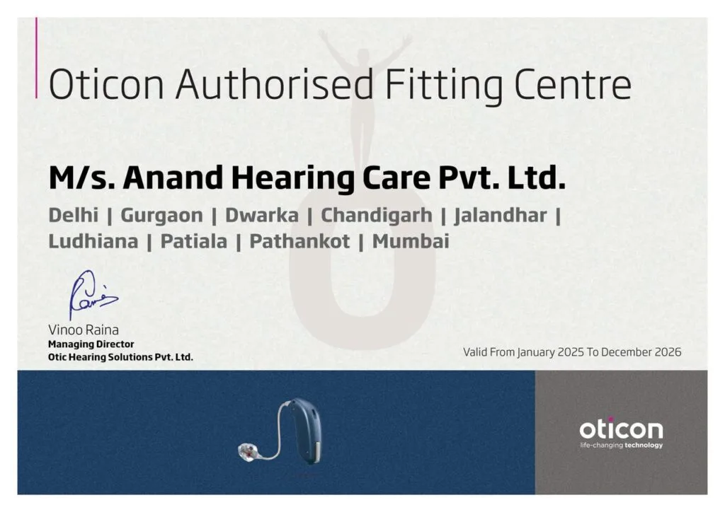 Oticon Dealer Certificate