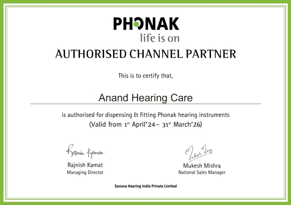 Phonak Dealer Certificate
