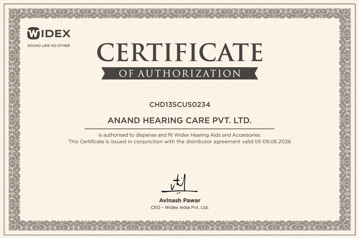 CFH Widex Dealer Certificate