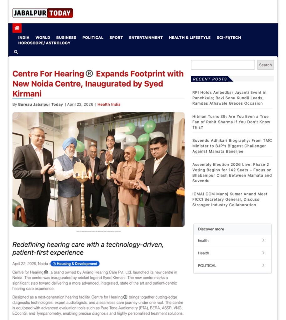 Jabalpur Today article on Centre for Hearing